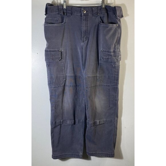 Mens Duluth Trading Co Flex Fire Hose Double Knee Cargo Pants Gray 38 Flaws